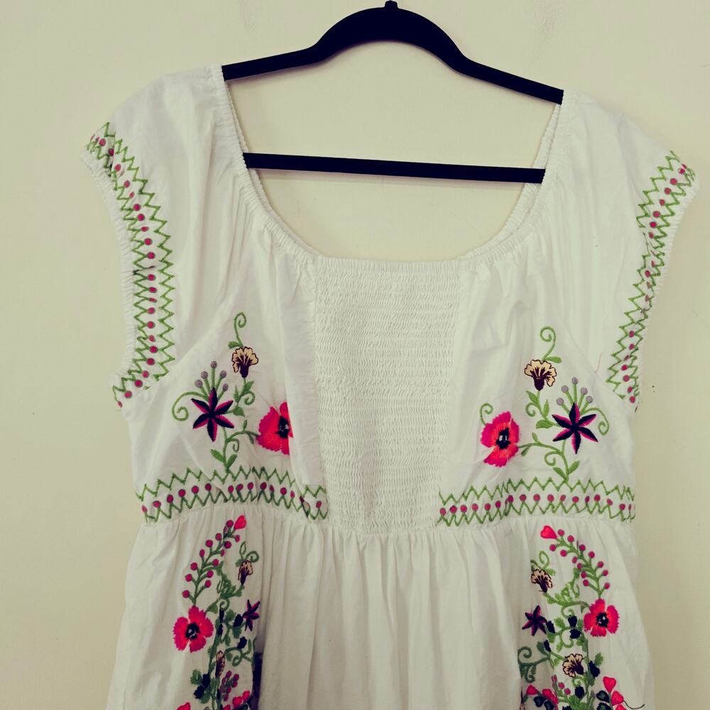 Anthropologie Embroidered Off-The-Shoulder Maxi Dress White Women's Size 1X - Picture 7 of 9